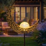 Homeimpro Moon Solar Lights Outdoor Garden Decor Gifts for Men Women,Waterproof Stakes Yard Decorations for Lawn, Patio Accessories, Backyard Ornaments Birthday, Mom Grandma (Bronze)