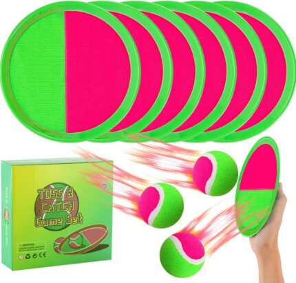 Outside Toys for Kids Ages 4-8 - Toss and Catch Ball Set, Kids Outdoor Games Yard Games for Kids and Adults with 6 Paddles and 3 Balls Toys for 3 4 5 6 7 8 Year Old Boys Girls Birthday