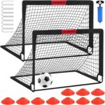 Kids Soccer Goals for Backyard Set - 2 of 4' x 3' Portable Soccer Goal Training Equipment, Pop Up Toddler Soccer Net with Soccer Ball, Soccer Set for Kids and Youth Games, Sports